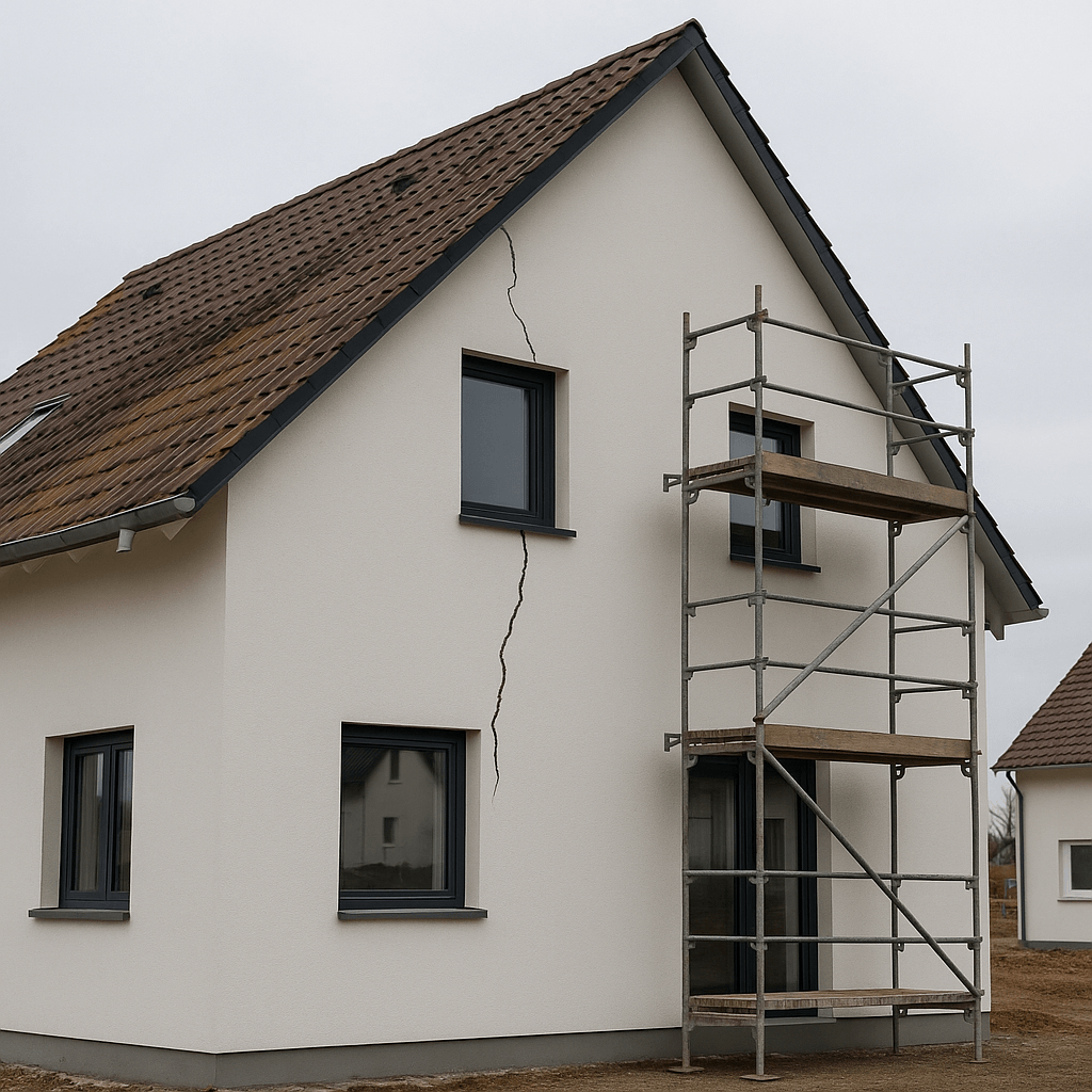 Einfamilienhaus mit Baumängel in Form von Rissen
